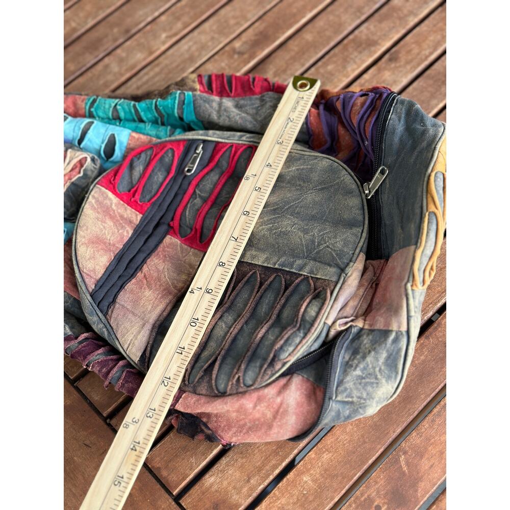 Hobo Patch Cutting Crossbody Backpack Rucksack Outdoor Boho Hippie Ethnic Hiking - Picture 6 of 9